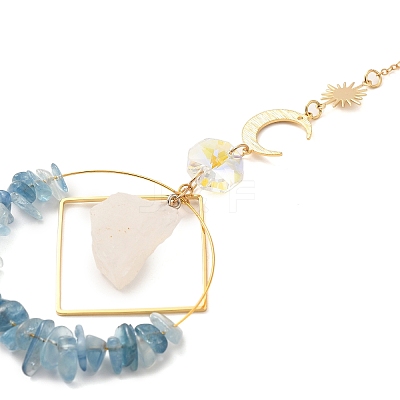 Natural Aquamarine Chip Beaded Hanging Suncatchers HJEW-TA00288-03-1