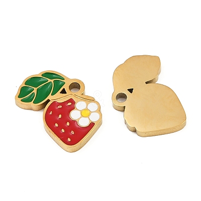 Fruit 304 Stainless Steel Enamel Charms X-STAS-C137-04B-G-1