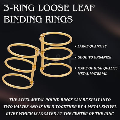 Iron 3 Ring Loose Leaf Book Binder Hinged Clamp FIND-WH0148-173-1