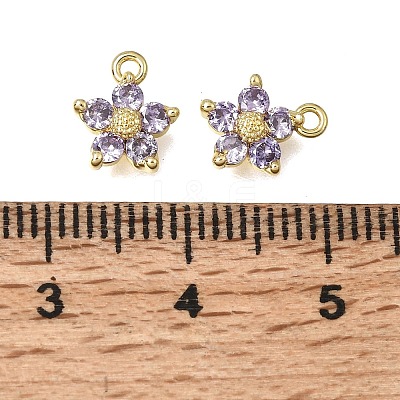 Brass Micro Pave Lilac Cubic Zirconia Charms KK-K427-13A-G-1