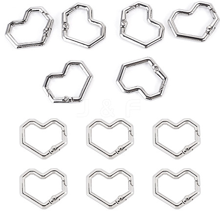 6Pcs Heart Alloy Spring Gate Rings FIND-TA0011-14B-1