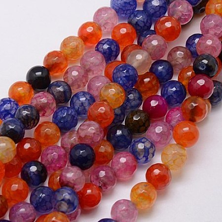 Natural Dragon Veins Agate Beads Strands G-G580-8mm-18B-1