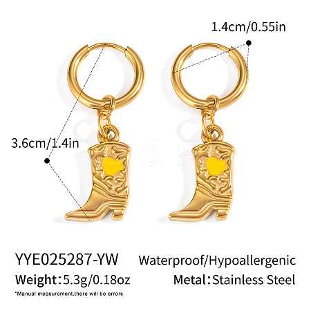 304 Stainless Steel Shoes with Heart Hoop Earrings KC5078-10-1