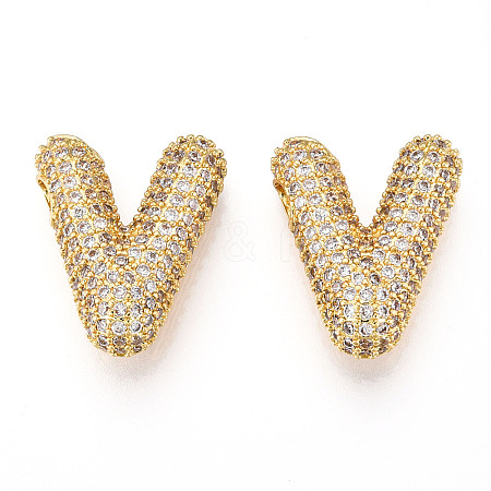 Brass Micro Pave Cubic Zirconia Pendants KK-N254-06G-V-1