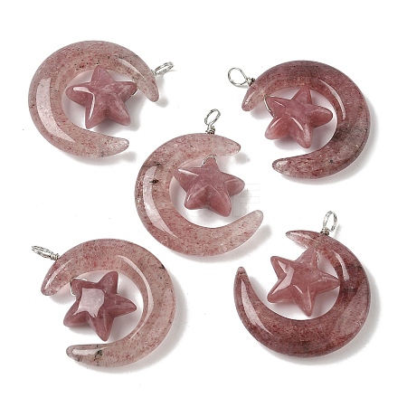 Natural Strawberry Quartz Pendants G-Z086-01P-21-1