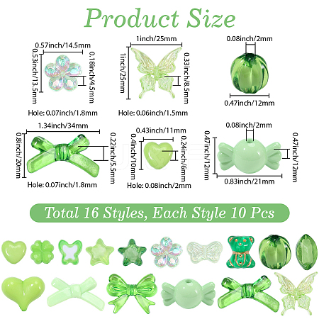 160Pcs 16 Styles Mixed Styles Acrylic Beads OACR-PA0001-77B-1