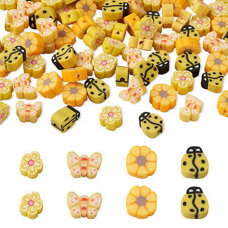 Fashewelry 100Pcs 4 Style Handmade Polymer Clay Beads CLAY-FW0001-05-1