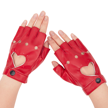 PU Leather Fingerless Gloves AJEW-CL0003-67A-1