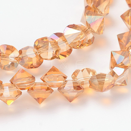 Full Rainbow Plated Diamond Shape Glass Bead Strands EGLA-J100-FR04-1