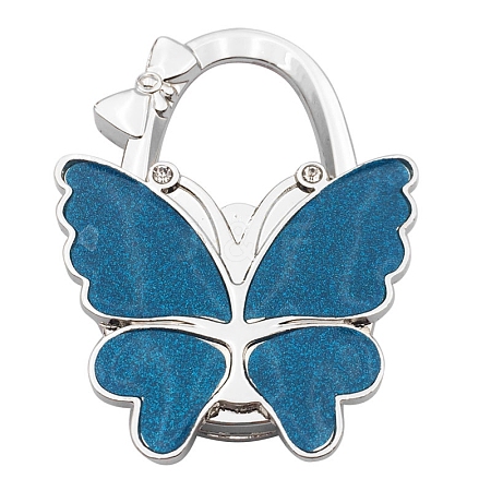 Glitter Butterfly Zinc Alloy Crystal Rhinestone Bag Hanger BAGH-F001-A02-1