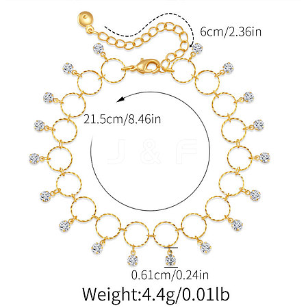 Brass Link Chain Anklets with Crystal Rhinestone Tassel for Women FS-WGD4BB9-01-1