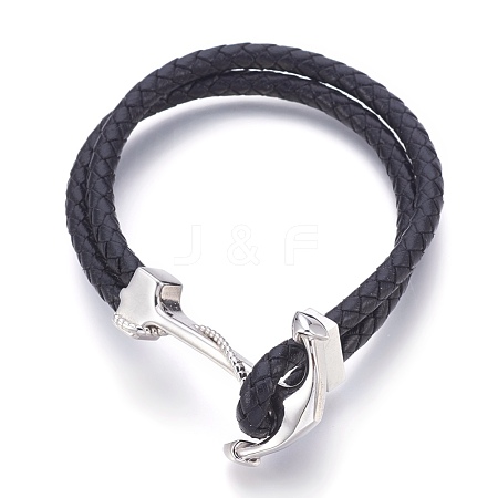 Leather Braided Cord Bracelets BJEW-E350-02A-1