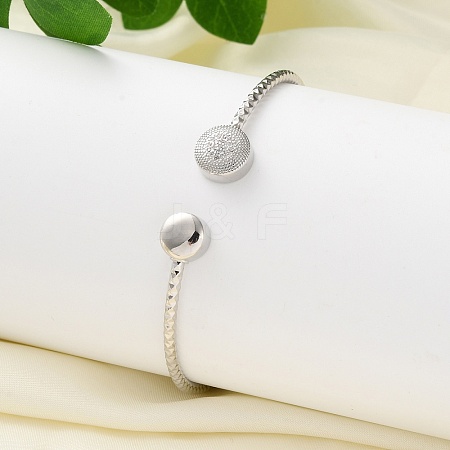 Clear Cubic Zirconia Open Cuff Bangle BJEW-G737-01P-03-1