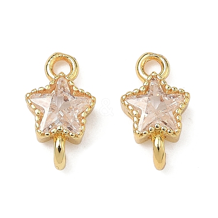 Brass Pave Cubic Zirconia Star Connector Charms LS-KK-P348-08G-03-1