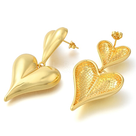 Rack Plating Heart Brass Stud Earrings EJEW-I310-10G-1