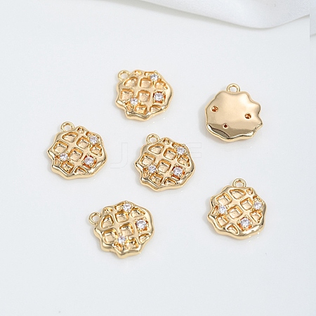 Brass Micro Pave Cubic Zirconia Charms KK-P337-03D-G-1
