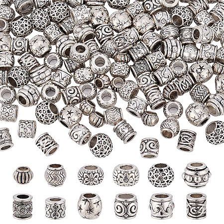 120Pcs 12 Styles Tibetan Style Alloy European Beads MPDL-ME0001-03-1