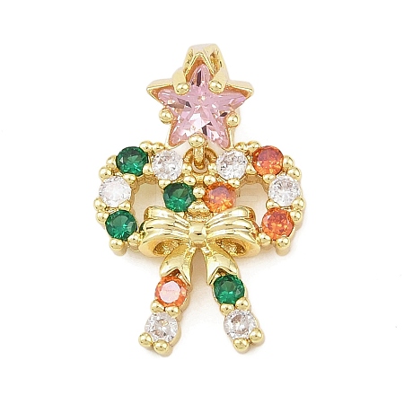 Christmas Brass Micro Pave Cubic Zirconia Pendants KK-H518-03B-G-1