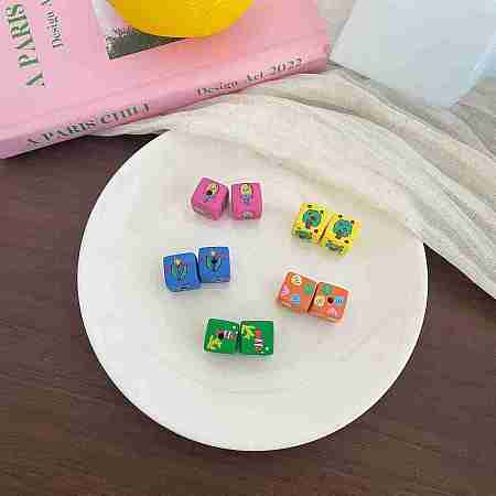 Printed Opaque Acrylic Beads OACR-N163-35-1