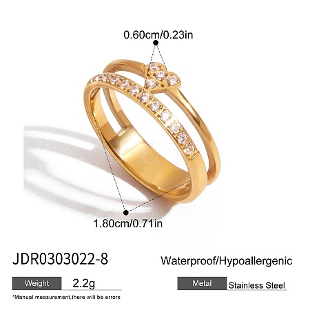 304 Stainless Steel Cubic Zirconia Finger Rings FS-WG9EDCA-06-1