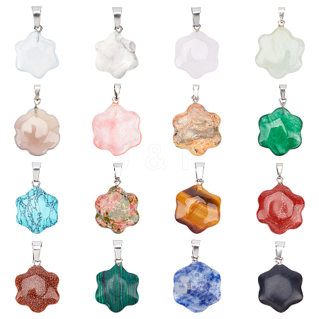   9Pcs 9 Style Gemstone Pendants G-PH0001-32P-1