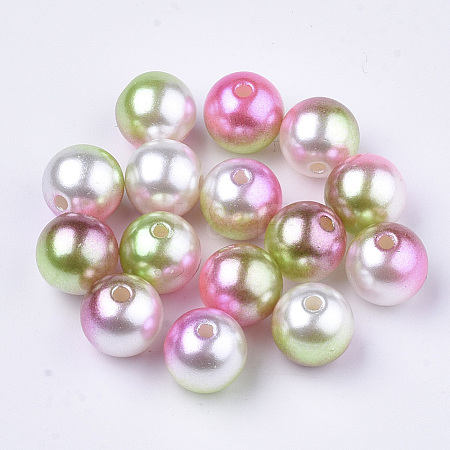 Rainbow ABS Plastic Imitation Pearl Beads X-OACR-Q174-8mm-08-1