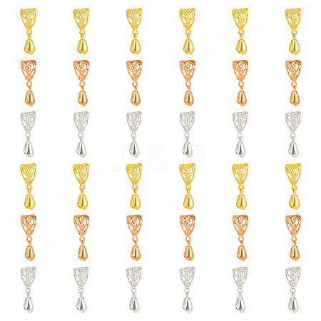 36Pcs 3 Color Filigree Rack Plating Brass Ice Pick Pinch Bails KK-HY0001-83-1