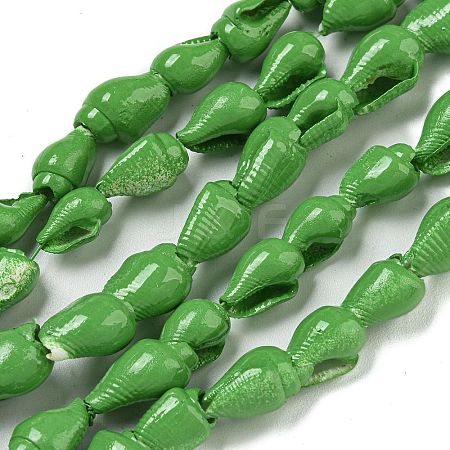 Spray Painted Natural Spiral Shell Beads Strands X1-BSHE-G039-08A-1