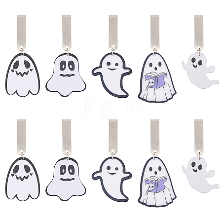 10Pcs 5 Styles Ghost Acrylic Shoe Charms HJEW-CA00021-1
