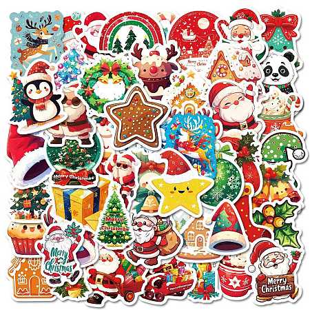 50Pcs Christmas Theme Cartoon Paper Stickers DIY-P085-05-1