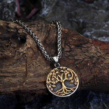 Tibetan Style Alloy Tree of Life Pendant Necklaces PW-WG996FF-02-1