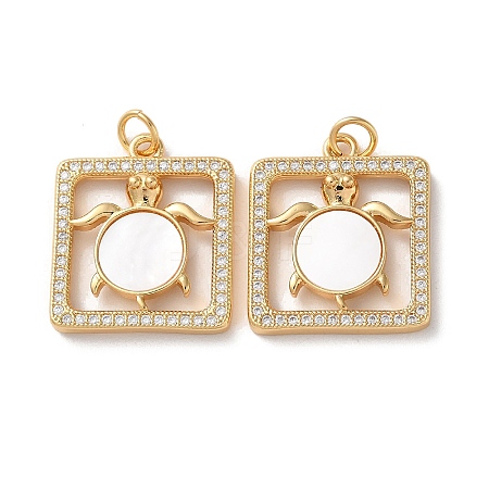 Brass Micro Pave Clear Cubic Zirconia Pendants KK-B083-29A-G-1