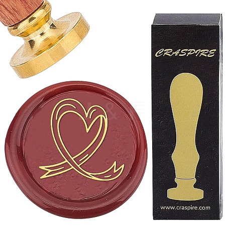 Brass Wax Seal Stamps with Rosewood Handle AJEW-WH0412-0205-1