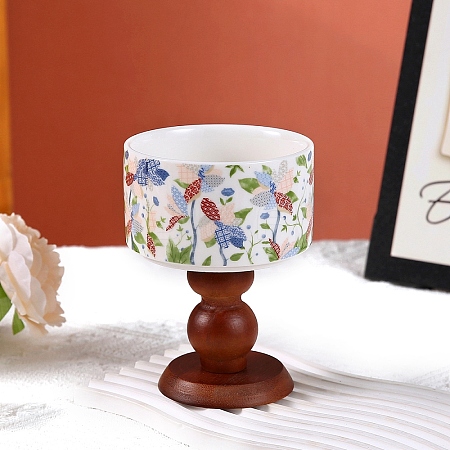 Column Porcelain Candle Holder with Wood Base PW-WG0EC41-02-1