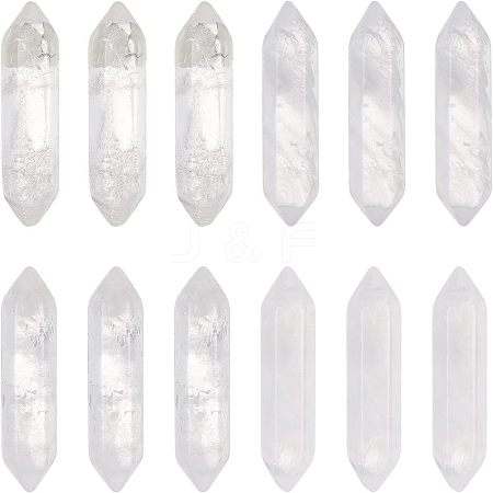12Pcs Faceted  Natural Quartz Crystal Double Terminated Points G-OC0002-58-1