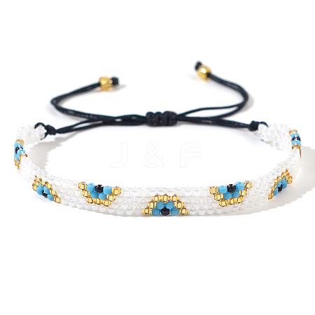 Blue Evil Eye Beaded Handmade Bracelet Jewelry String Bead Wristband MT7098-1