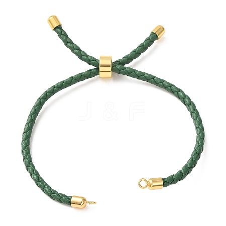 Adjustable Round Braided Microfiber Leather Cord Bracelet Making KK-CBAC260-01G-25-1