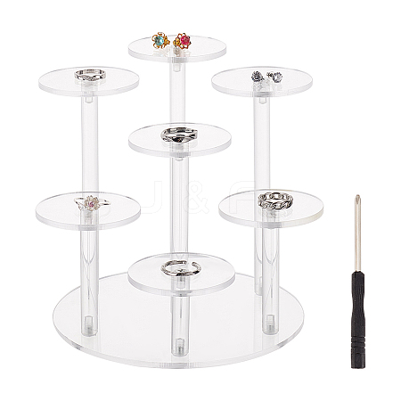 7-Tier Round Transparent Acrylic Display Stand Risers ODIS-WH0026-04-1