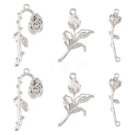 6Pcs 3 Styles Rack Plating Alloy Pendants FIND-YW0010-82-1