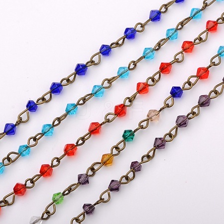 Handmade Bicone Glass Beads Chains for Necklaces Bracelets Making AJEW-JB00049-1