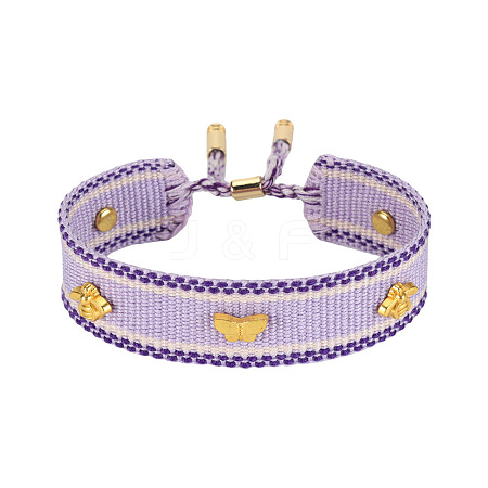 Adjustable Polyester & Alloy Slider Bracelets FS-WG54A06-02-1