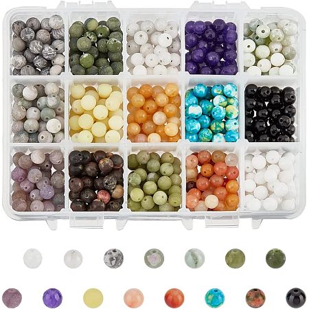  750Pcs 15 Styles Natural & Synthetic Gemstone Beads G-NB0003-89-1