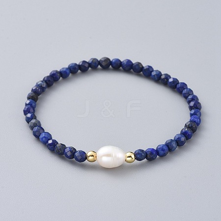 Natural Lapis Lazuli(Dyed) Beads Stretch Bracelets BJEW-JB04676-02-1