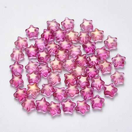 Spray Painted Glass Beads GLAA-R211-04-D05-1