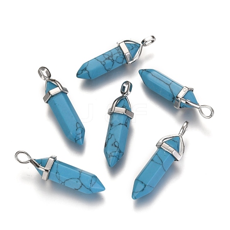 Dyed Synthetic Turquoise Pointed Pendants G-F295-03B-1