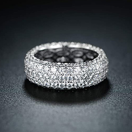 Brass Micro Pave Clear Cubic Zirconia Finger Rings for Women FS-WG796B2-03-1