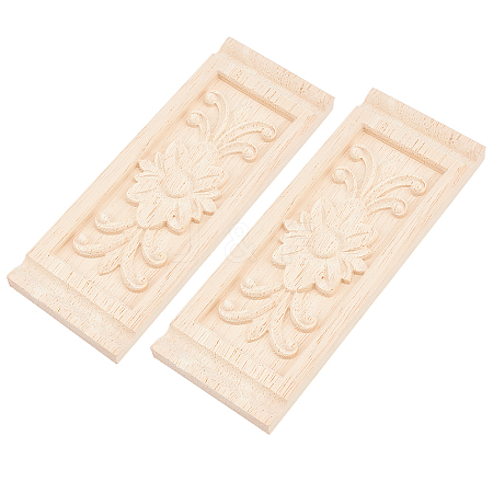 Natural Solid Wood Carved Onlay Applique Craft WOOD-FH0001-11-1