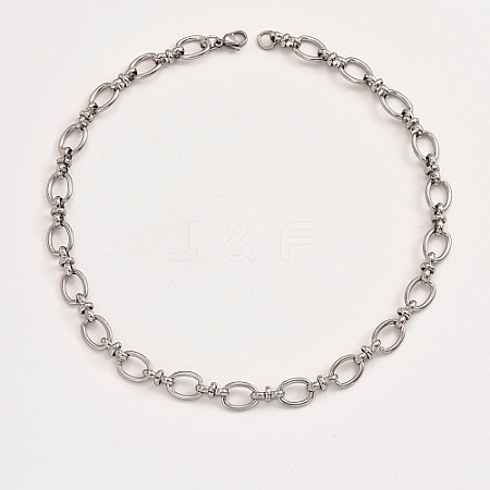 Non-Tarnish Stainless Steel Oval Link Chain Necklacces MF4965-2-1