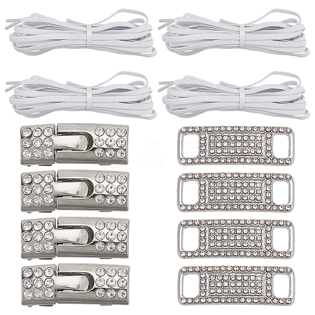 Rectangle Brass & Zinc Alloy Rhinestone Shoe Buckle Clips FIND-HY0003-93P-1