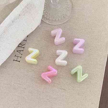 UV Plating Acrylic Alphabet Beads OACR-N163-42Z-1